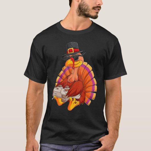 Video Game Thanksgiving Turkey Gamer Boys Kids Tee Tシャツ (正面)