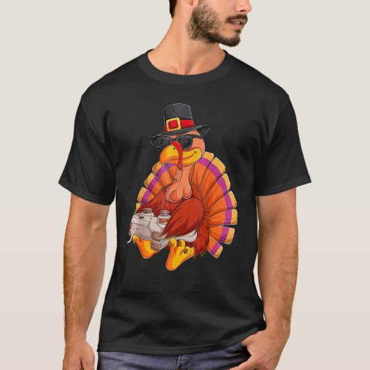 Video Game Thanksgiving Turkey Gamer Boys Kids Tee Tシャツ (正面)