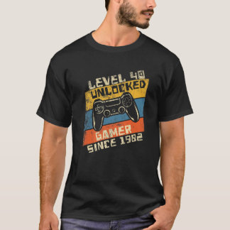 Video Gamer 40Th Birthday Level 40 Unlocked 1982 Tシャツ