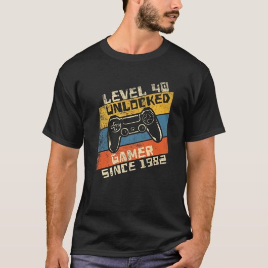 Video Gamer 40Th Birthday Level 40 Unlocked 1982 Tシャツ (正面)