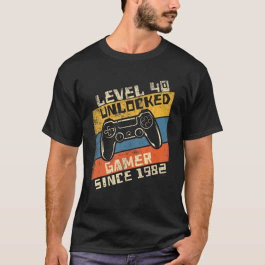 Video Gamer 40Th Birthday Level 40 Unlocked 1982 Tシャツ (正面)