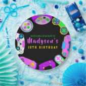 VIDEO GAMER GAMING GIRL Birthday Partyへの招待 ペーパープレート (パーティー)