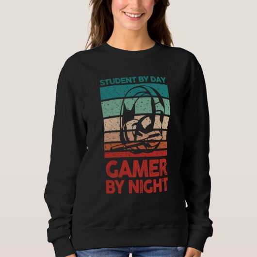 Video Gamer Gaming Student By Day Gamer By Night スウェットシャツ (正面)