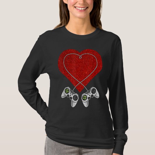 Video Gamer Heart Controller Valentine's Day Kids  Tシャツ (正面)