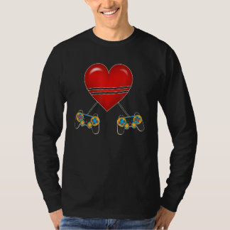 Video Gamer Heart Controllers Valentines Day Love  Tシャツ