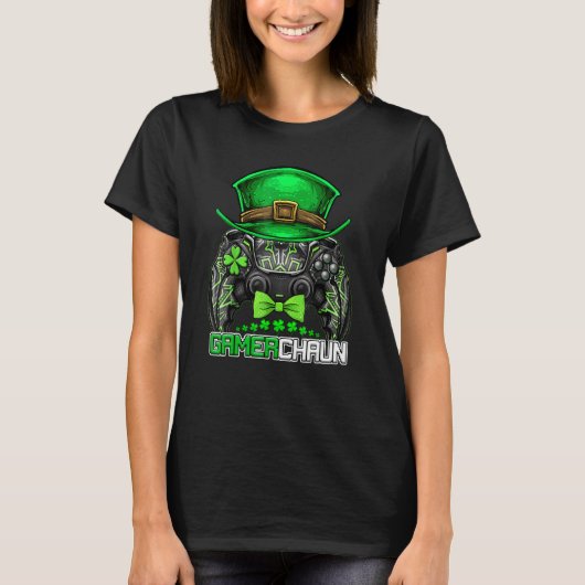 Video Gamer Leprechaun Gamers St Patrick's Day Gam Tシャツ (正面)