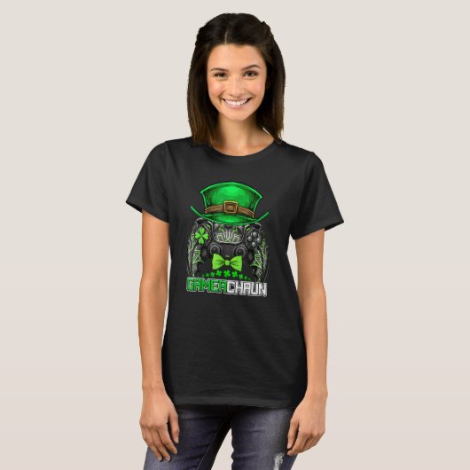Video Gamer Leprechaun Gamers St Patrick's Day Gam Tシャツ (正面フル)