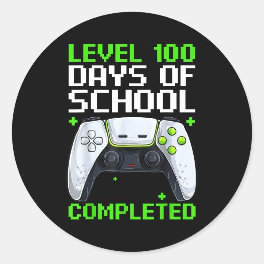 Video Gamer Student 100th Day Teacher 100 Days Of  ラウンドシール (正面)
