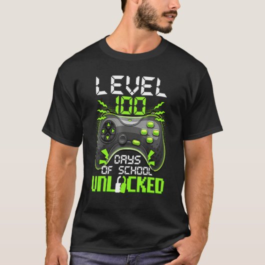 Video Gamer Student 100th Day Teacher 100 Days of  Tシャツ (正面)
