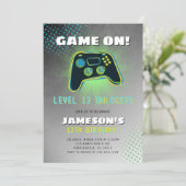 Video Gamer Teen Birthday Party Invitation 招待状 (スタンド正面)