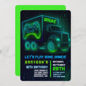 VIDEO GAMER TRUCK GAMING Birthday Party Invitation 招待状 (正面/裏面)
