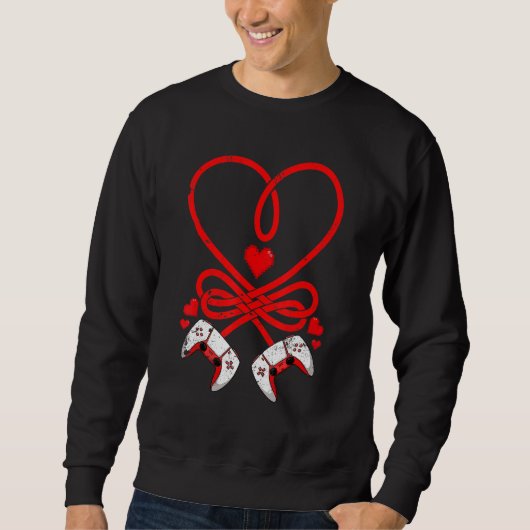 Video Gamer Valentines Day Shirt Controllers Heart スウェットシャツ (正面)