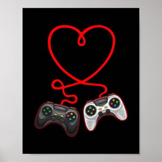 Video Gamer Valentines Day With Controllers Heart  ポスター (正面)