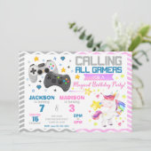 Video Games & Unicorn Joint Birthday Invitation 招待状 (スタンド正面)