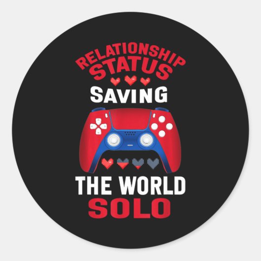 Video Games Valentines Day Gamer Gaming  ラウンドシール (正面)