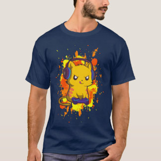Video Gaming Cat Gift for a Video Games Player vin Tシャツ