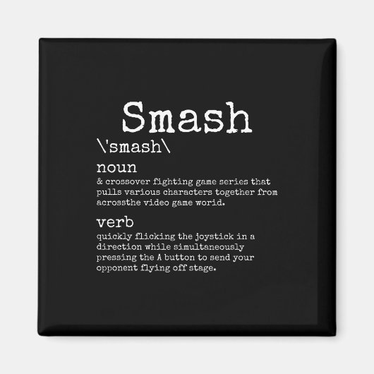 Videogames Smash Definition Funny Video Game Gamer マグネット (正面)