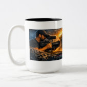 Videographer with action ツートーンマグカップ (左)