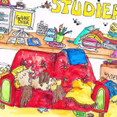 VIEL SPASS BEIM STUDIERENポストカード(Nicole Janes) ポストカード