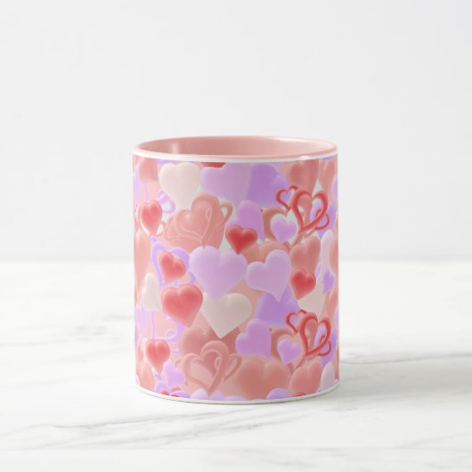 Viele Herzen in 3D-Optik - マグカップ (中央)