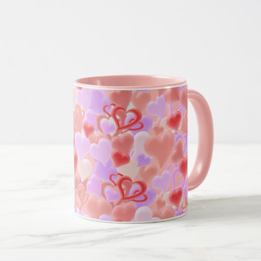 Viele Herzen in 3D-Optik - マグカップ (正面右)