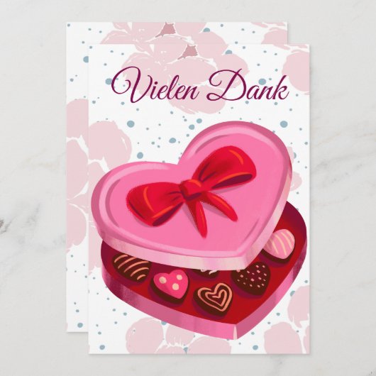 Vielen Dank,  Pralinen Herz  招待状 (正面/裏面)