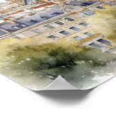 Vienna Austria Panorama View Watercolor Painting ポスター (角)