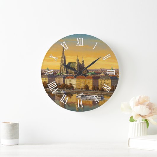Vienna Austria Travel ラージ壁時計 (ホーム)