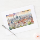 Vienna Austria Watercolor Painting Panorama View  長方形シール (封筒)