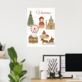 Vienna Christmas Watercolor – Cozy ポスター (ホームオフィス)