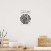 Vienna City Map Poster – Charcoal Minimal Wall Art ポスター (キッチン)