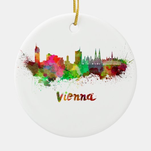 Vienna skyline in watercolor セラミックオーナメント (正面)