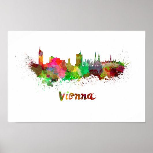 Vienna skyline in watercolor ポスター (正面)