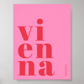 Vienna Wien Austria typography pink Poster ポスター (正面)