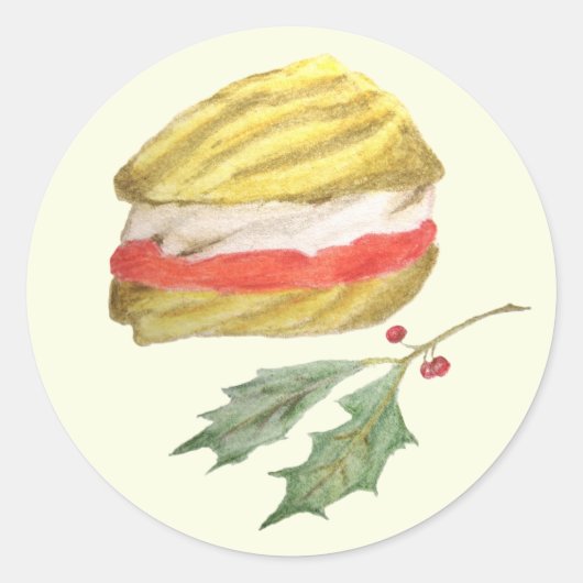 Viennese Whirls Biscuit and Holly Christmas ラウンドシール (正面)