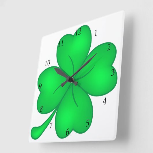 Vierblättriges Kleeblatt スクエア壁時計 (傾斜)