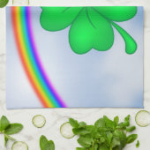 Vierblättriges Kleeblatt mit Regenbogen キッチンタオル (折り畳み)
