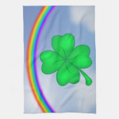 Vierblättriges Kleeblatt mit Regenbogen キッチンタオル (縦)