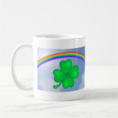 Vierblättriges Kleeblatt mit Regenbogen コーヒーマグカップ (左)