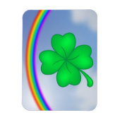 Vierblättriges Kleeblatt mit Regenbogen マグネット (縦)