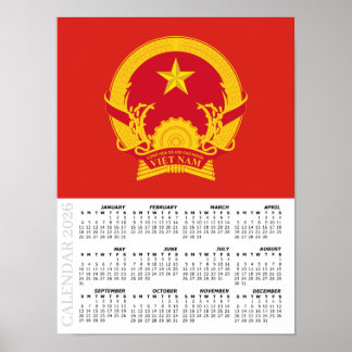 Vietnam 2026 Calendar, Large, Vietnamese Flag ポスター