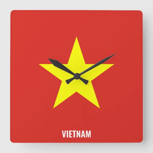 Vietnam Flag Dazzling Patriotic スクエア壁時計 (正面)