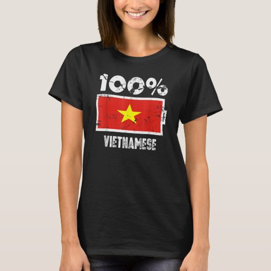 Vietnam Flag Support 100 Vietnamese Battery Power Tシャツ (正面)