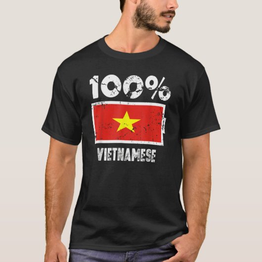 Vietnam Flag Support 100 Vietnamese Battery Power Tシャツ (正面)