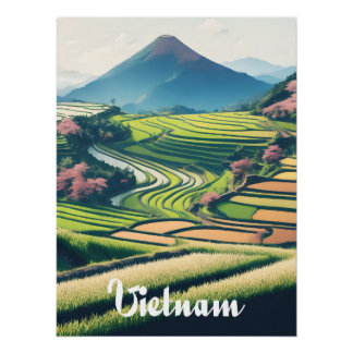 Vietnam Rice Terraces Travel Poster ポスター