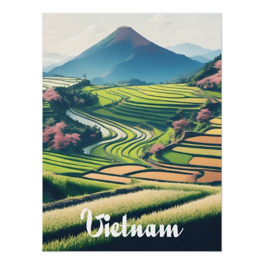 Vietnam Rice Terraces Travel Poster ポスター (正面)