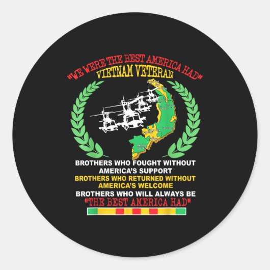 Vietnam Veteran We Were The America Had Map Helico ラウンドシール (正面)