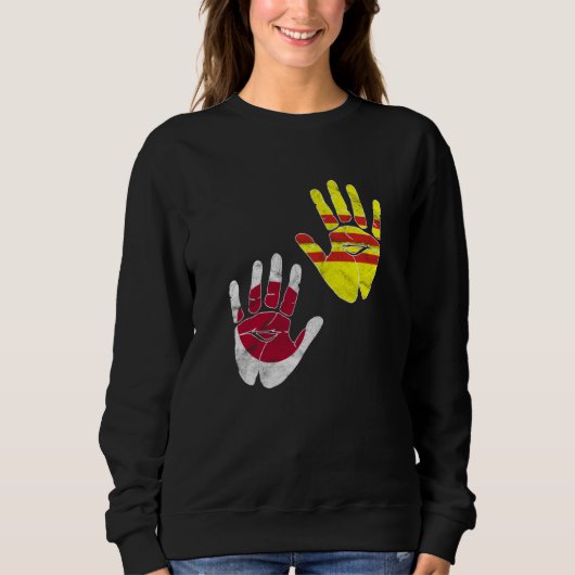 Vietnam Viet Kieu Flag Japanese Japan Proud Mixed  スウェットシャツ (正面)