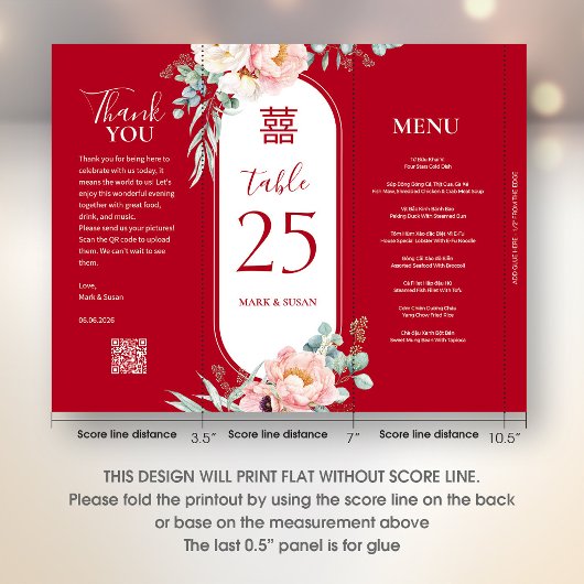 Vietnamese 3 in 1 Table number, Menu & thank you