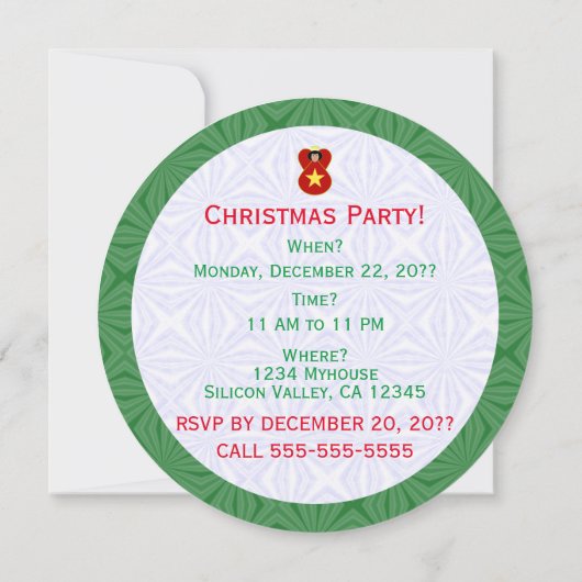 Vietnamese Angel Christmas Personalize Round  招待状 (裏面)